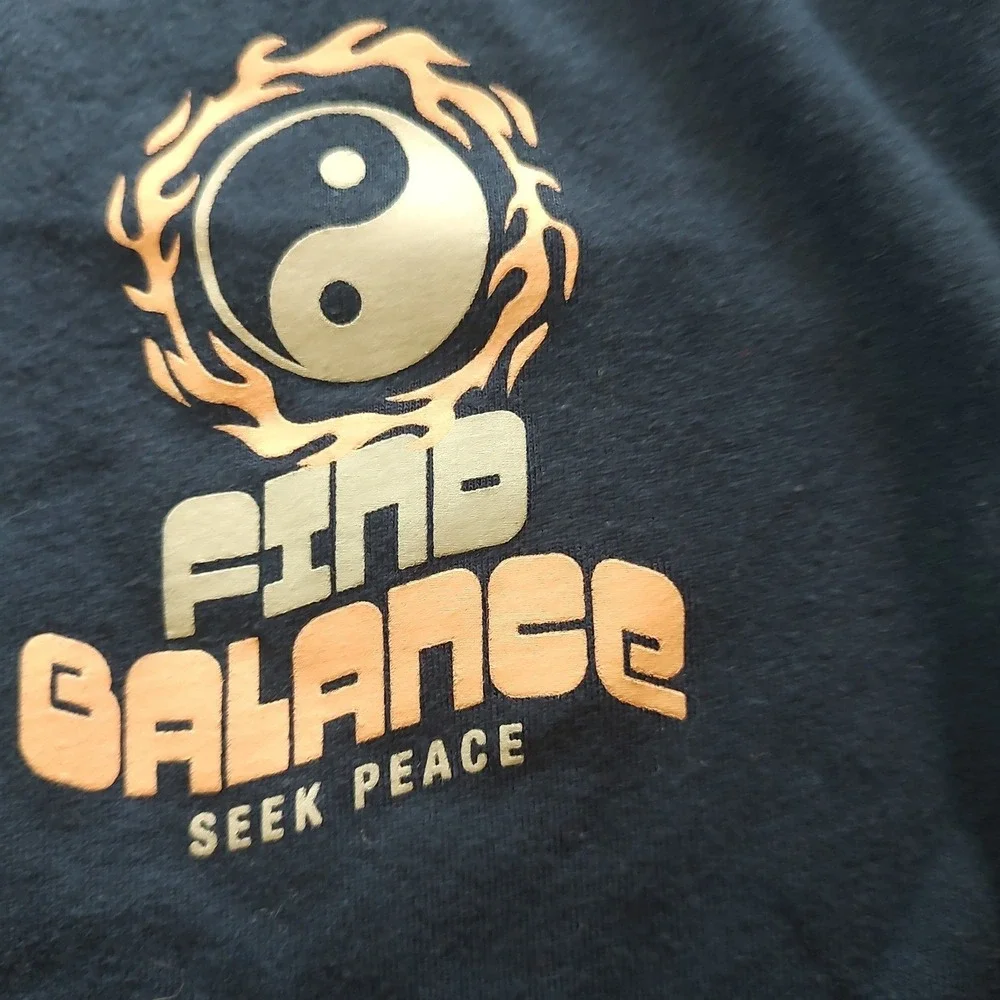 Wonder Nation Graphic Tee Kids L 10-12 Navy Blue Excellent Find Balance Yin Yang